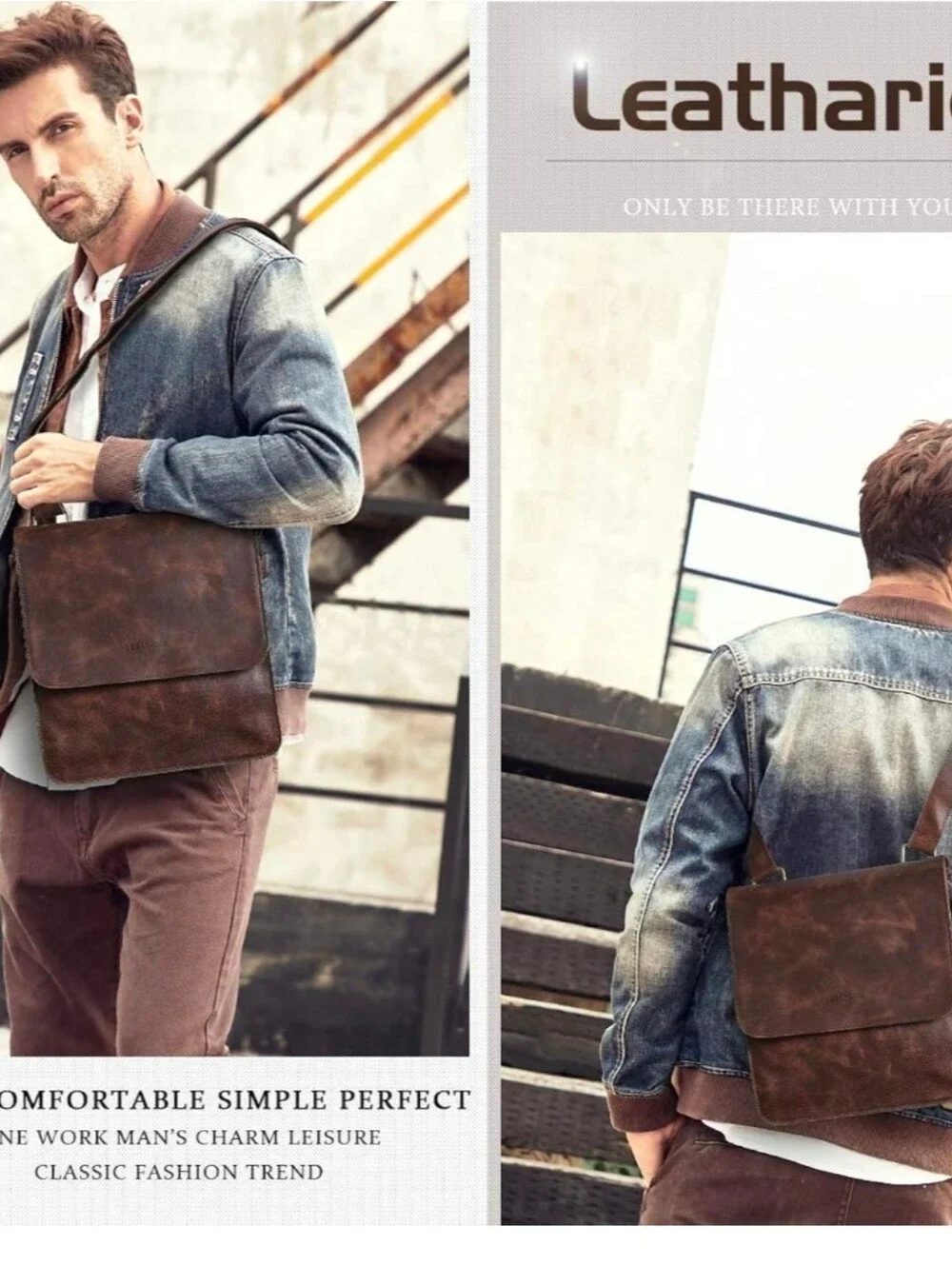 Brown Men's Leather Messenger Bag - Vintage Crossbody